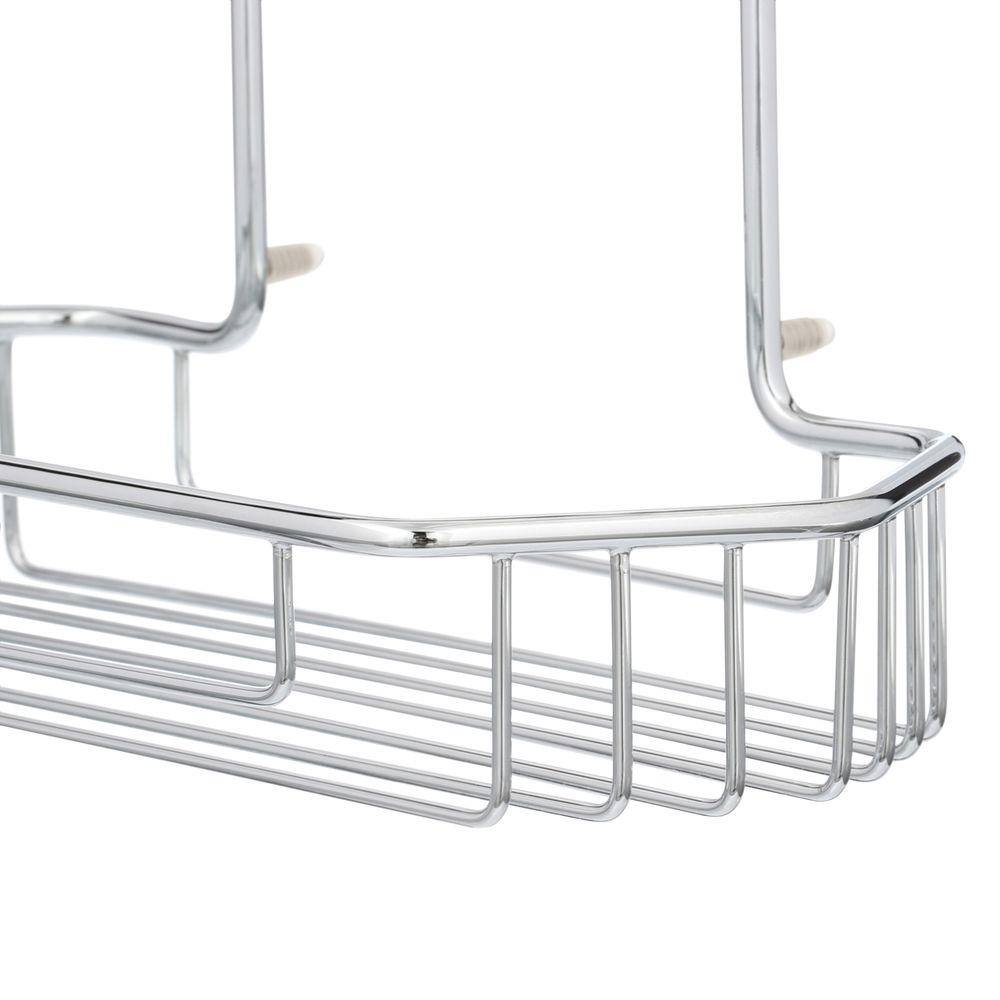 No Drilling Required Draad Rustproof Solid Brass Shower Caddy 11 in. Double Shelf- Angled in Chrome DK240-CHR