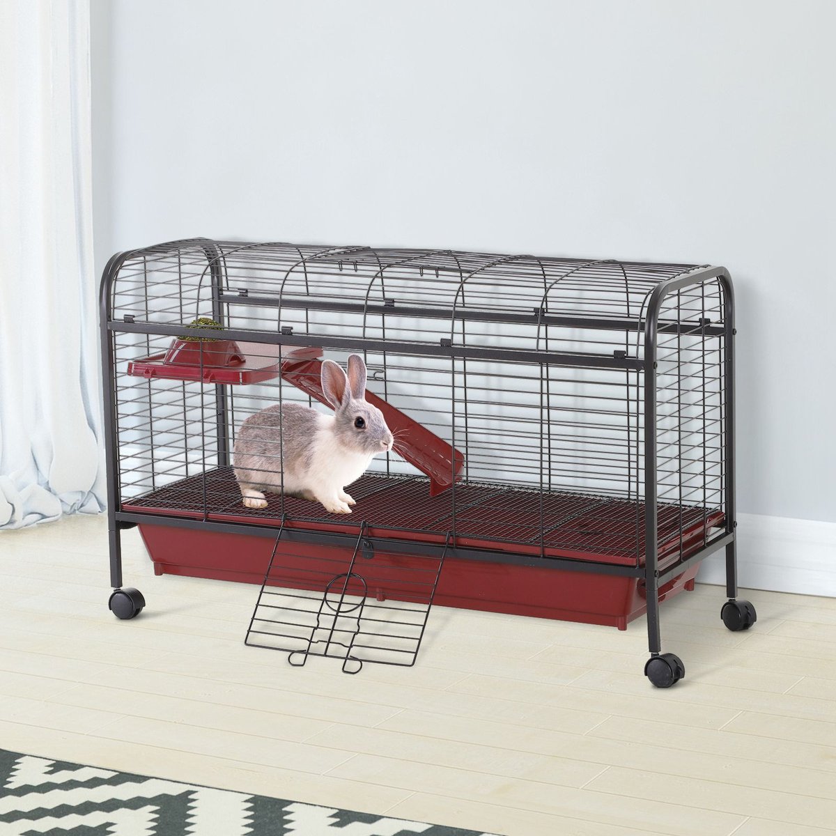 PawHut Platform and Ramp Small Pet Cage