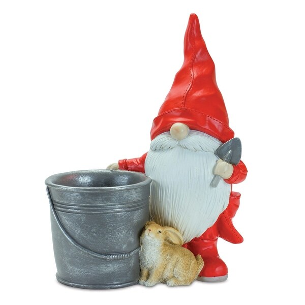 Set of 2 Gnomes With Pail Bunny Christmas Tabletop Figurines 11.25