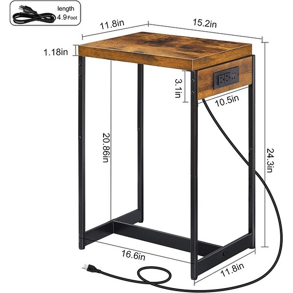 Nightstands Set of 2 with Charging Station