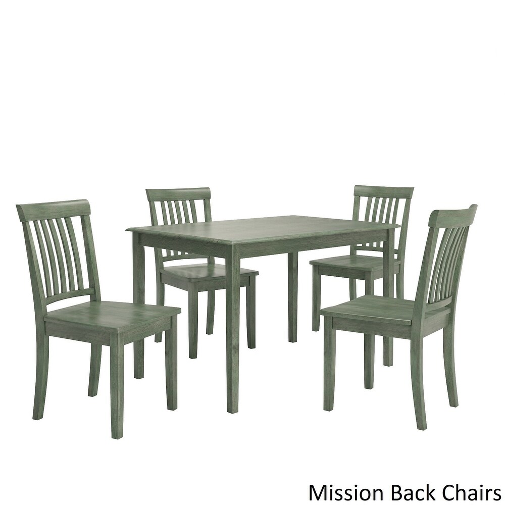 Wilmington II 48 Inch Rectangular Antique Sage Green 5 Piece Dining Set by iNSPIRE Q Classic