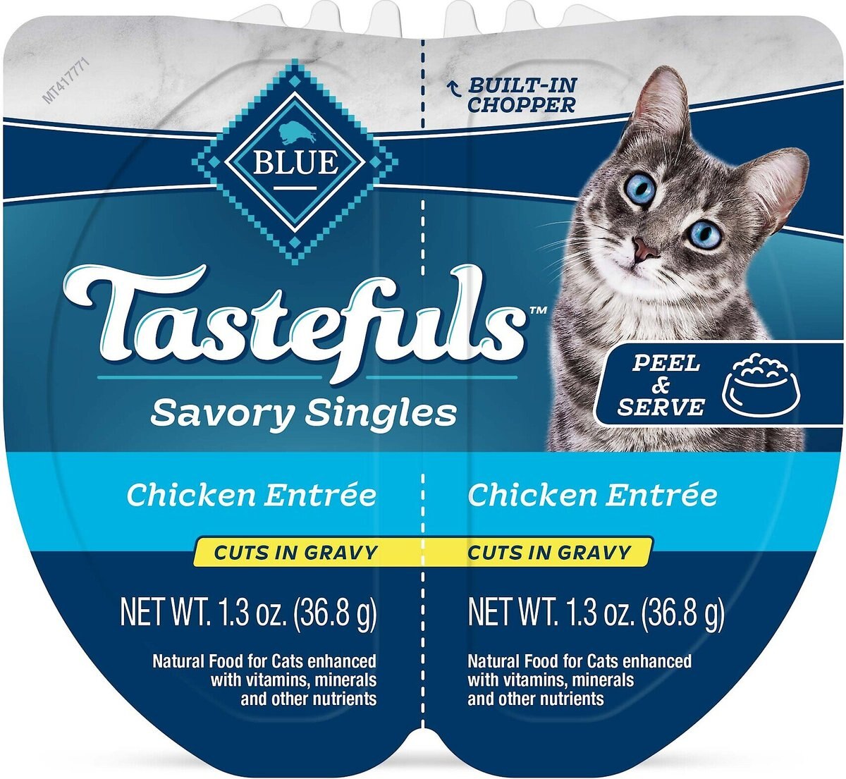 Blue Buffalo Tastefuls Savory Singles Chicken Entrée Cuts in Gravy Adult Cat Food， 2.6-oz cup， case of 24