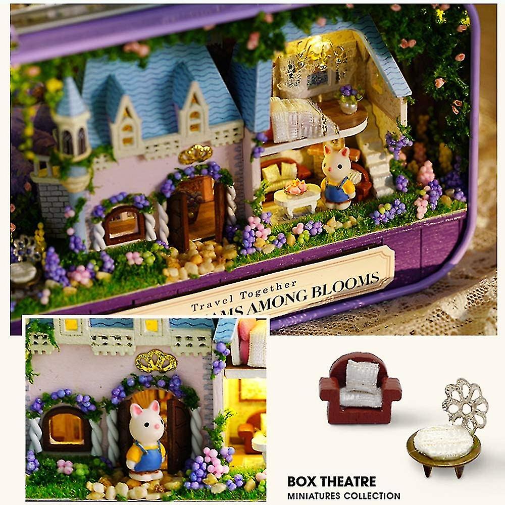 Box Theatre Doll House Furniture Miniature， 1:24 Diy Dollhouse Kit For Kids (sweet Dreams Among)