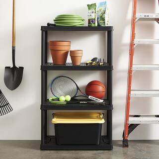 Black 4-Tier Resin Garage Storage Shelving Unit (32 in. W x 54.5 in. H x 14 in. D) shelve-597