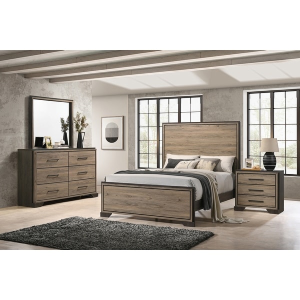 Lassen Brown and Light Taupe 3-piece Panel Bedroom Set - - 37068017