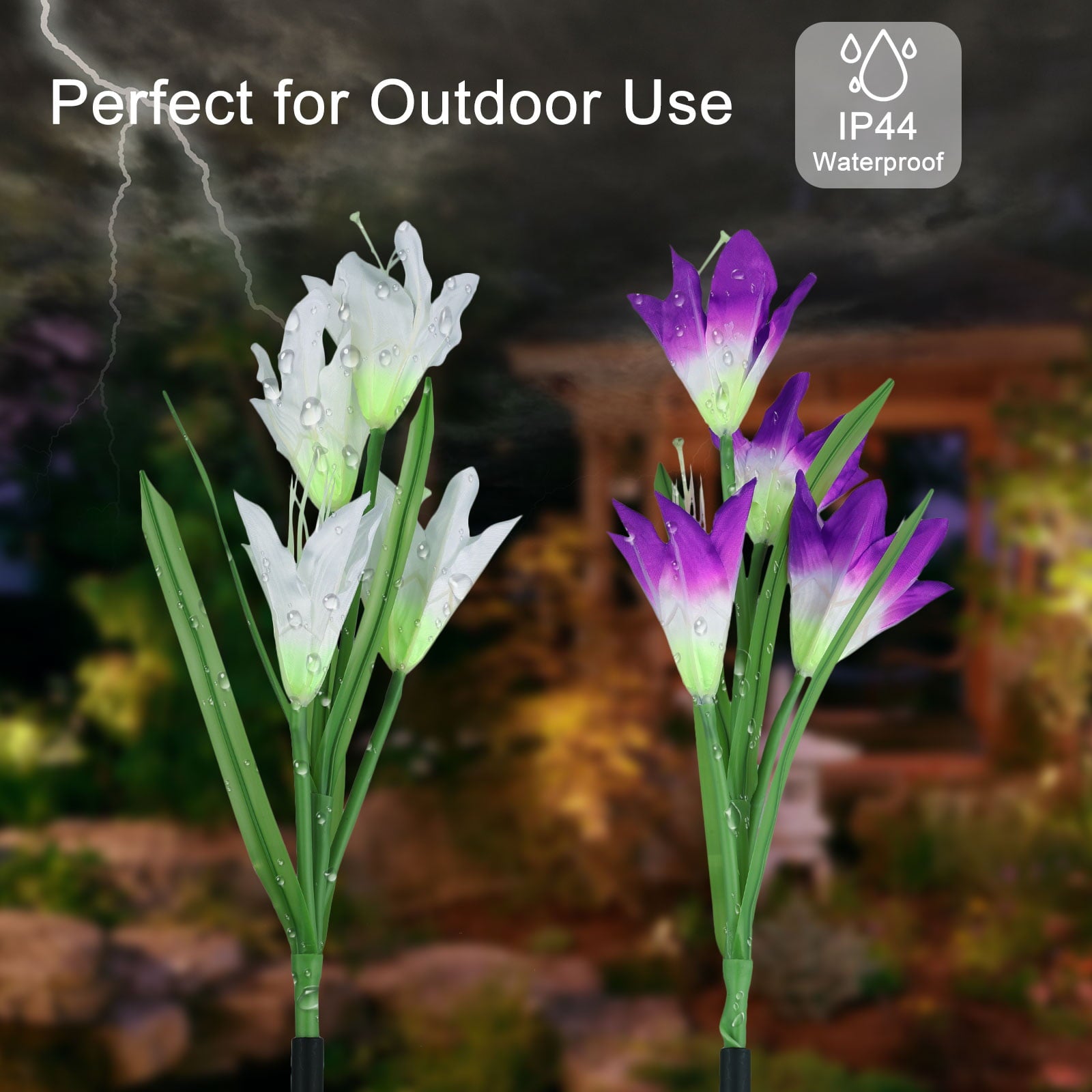 2pcs Solar Lights Outdoor Garden Stake Lily Flower Lights， EEEkit 7 Colors Changing Waterproof LED Lily Solar Powered Lights for Patio， Lawn， Garden， Yard Decoration， Backyard， Solar Flower Lights