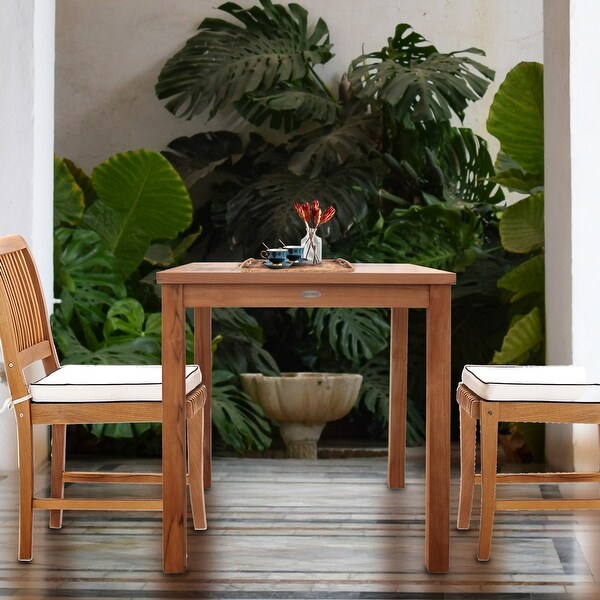 Chic Teak Florence Outdoor Teak Wood Patio Bistro Table，27 Inch (table only)