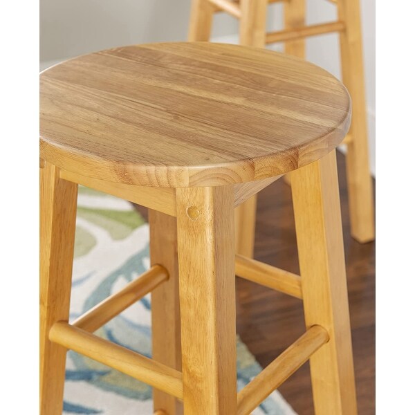 PJ Wood Classic Round-Seat 29 Inch Tall Kitchen Bar Stools， Natural， Set of 2 - 20.9