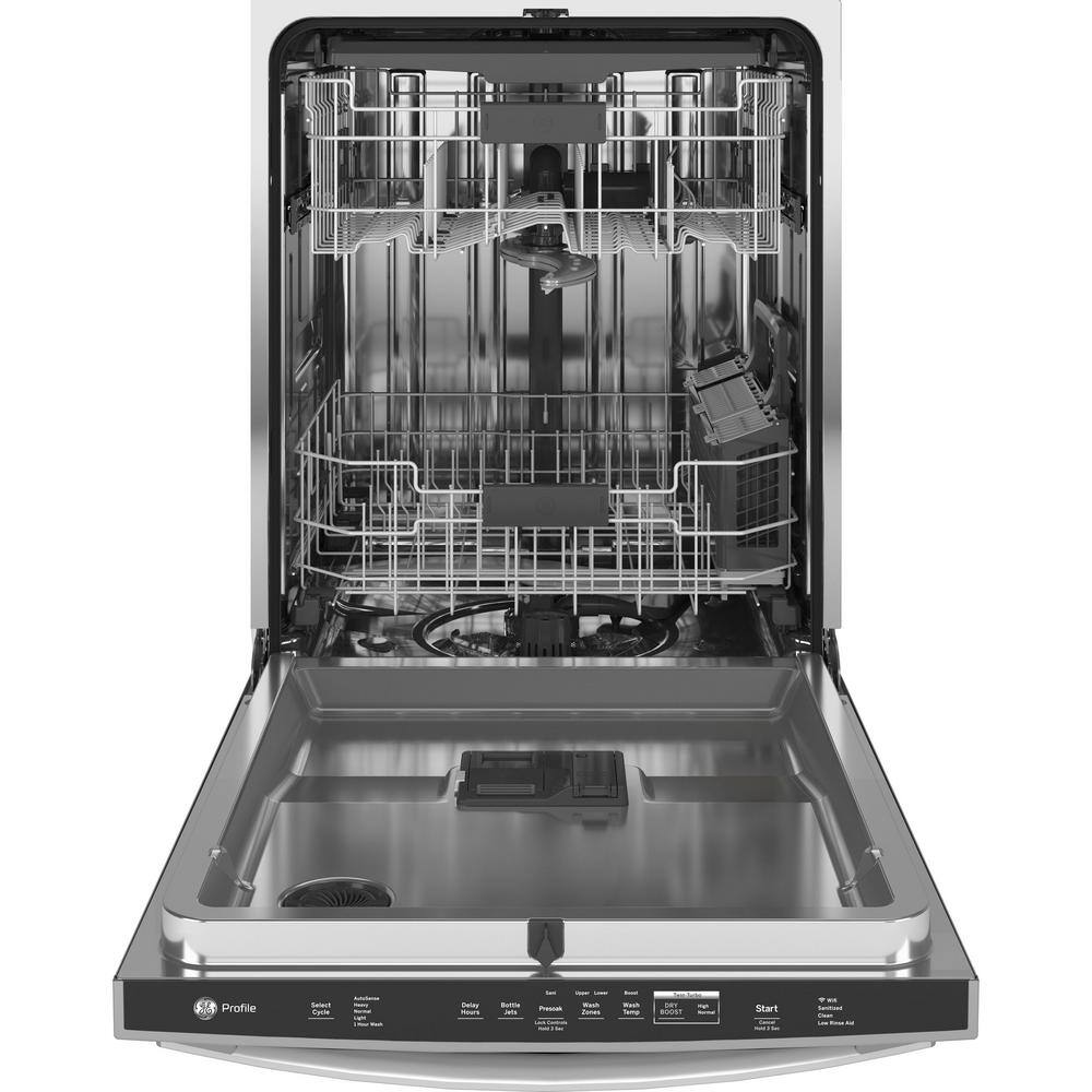 GE Profile 24 in Smart Built-In Top Control Fingerprint Resistant Stainless Steel Dishwasher wStainless Tub 3rd Rack 39 dBA PDT785SYNFS