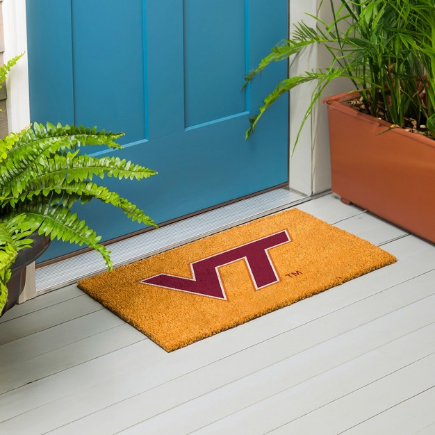 Evergreenncaavirginia Tech Hokies Logo Natural Coir 28 X 16 Inches Indoor Outdoor Doormat