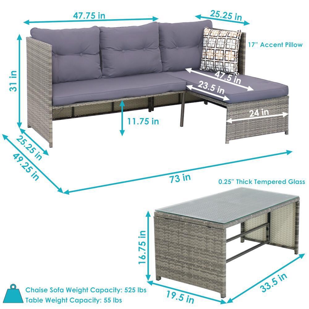 Ultimate Patio Outdoor Patio Sectional Sofa Set W/ Cushions