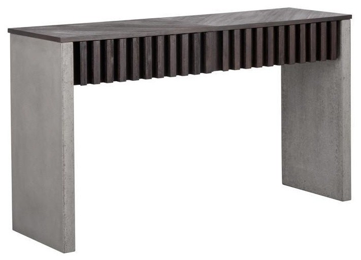 Halford Concrete and Wood Console Table   Industrial   Console Tables   by Rustic Edge  Houzz