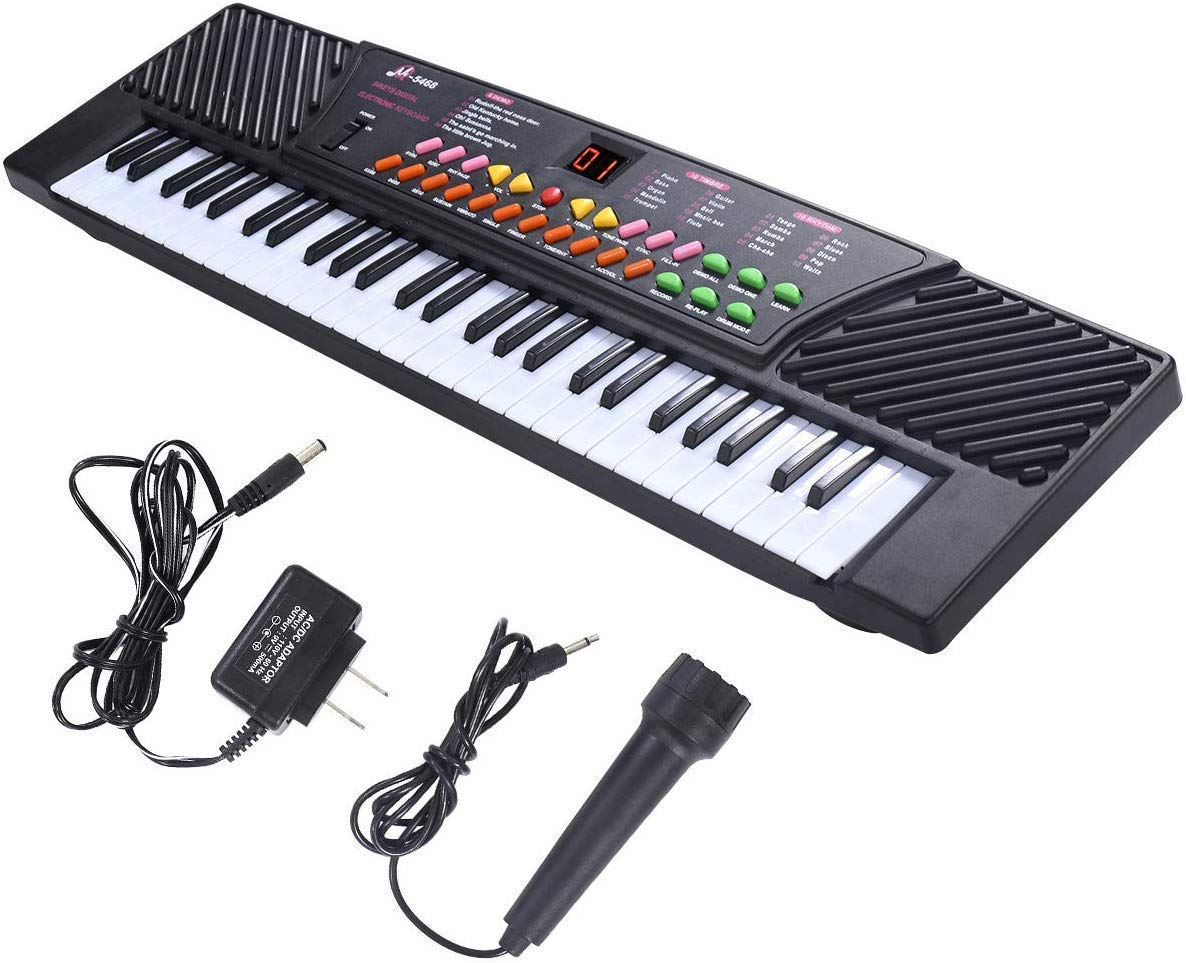 54-Key Electronic Keyboard Piano with LED Digital Display, Portable Electronic Musical Instrument with Microphone & Adapter