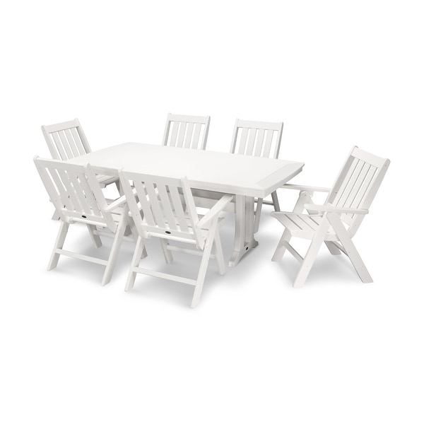 POLYWOOD Vineyard 7Piece Nautical Trestle Folding Dining Set