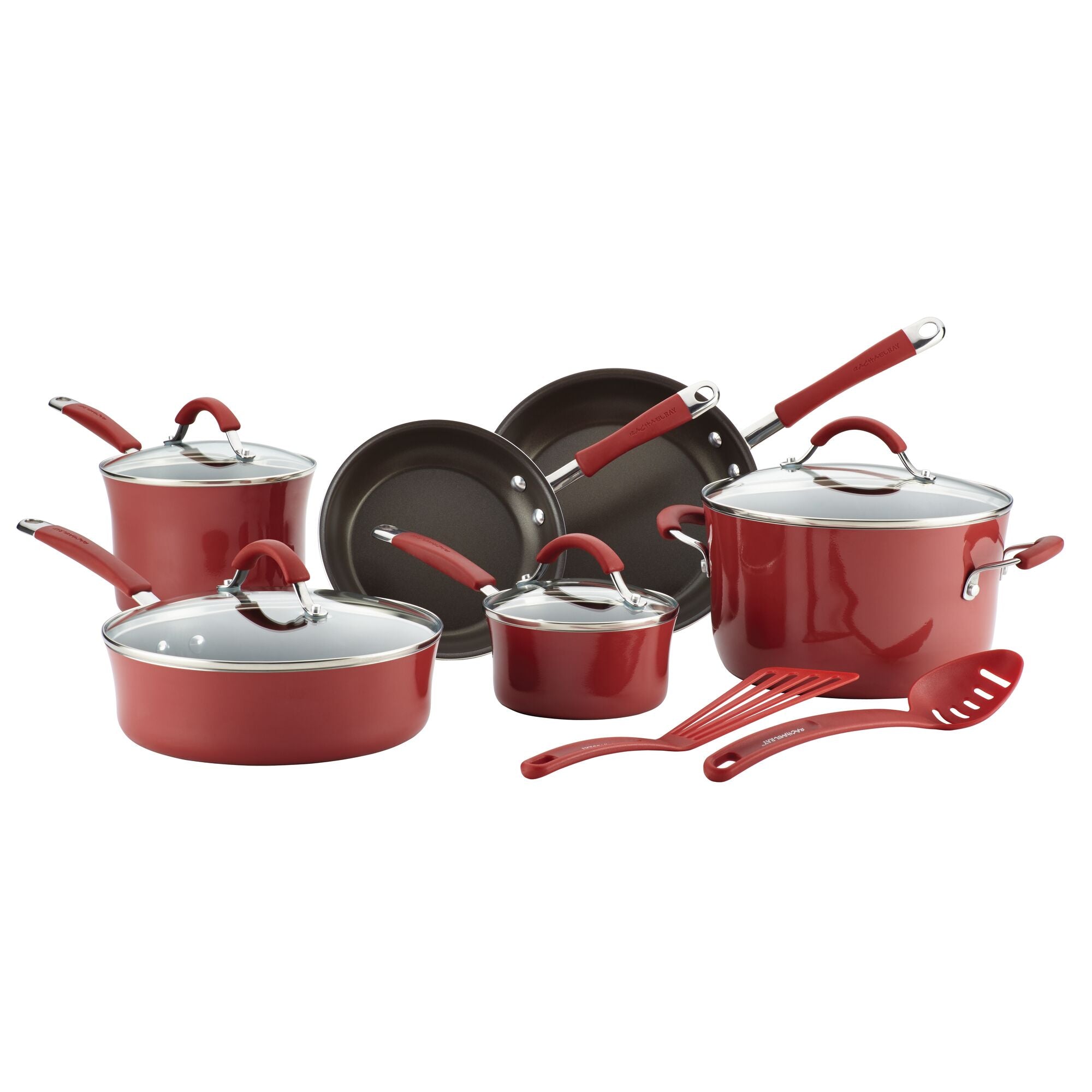 Rachael Ray Cucina 12 Piece Red Porcelain Enamel Cookware Set