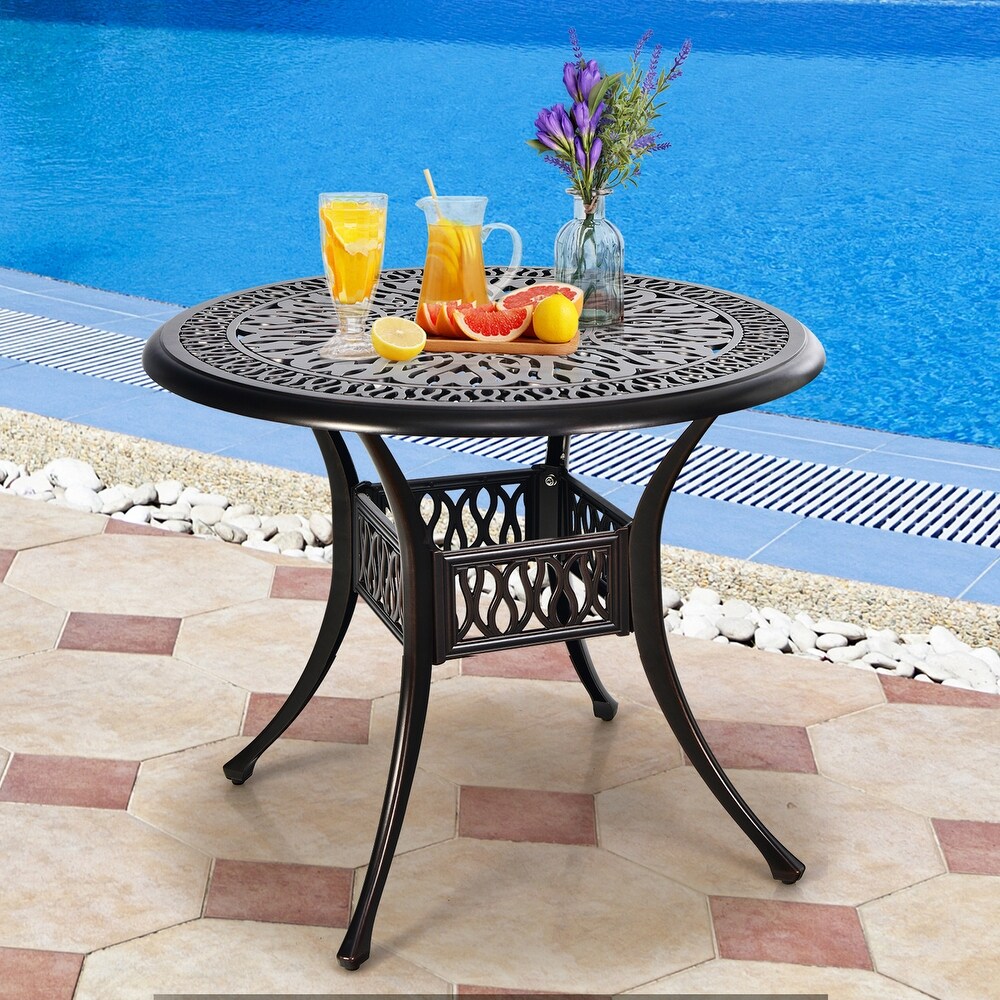 Gymax 36'' Outdoor Round Dining Table Cast Aluminum Patio Bistro Table