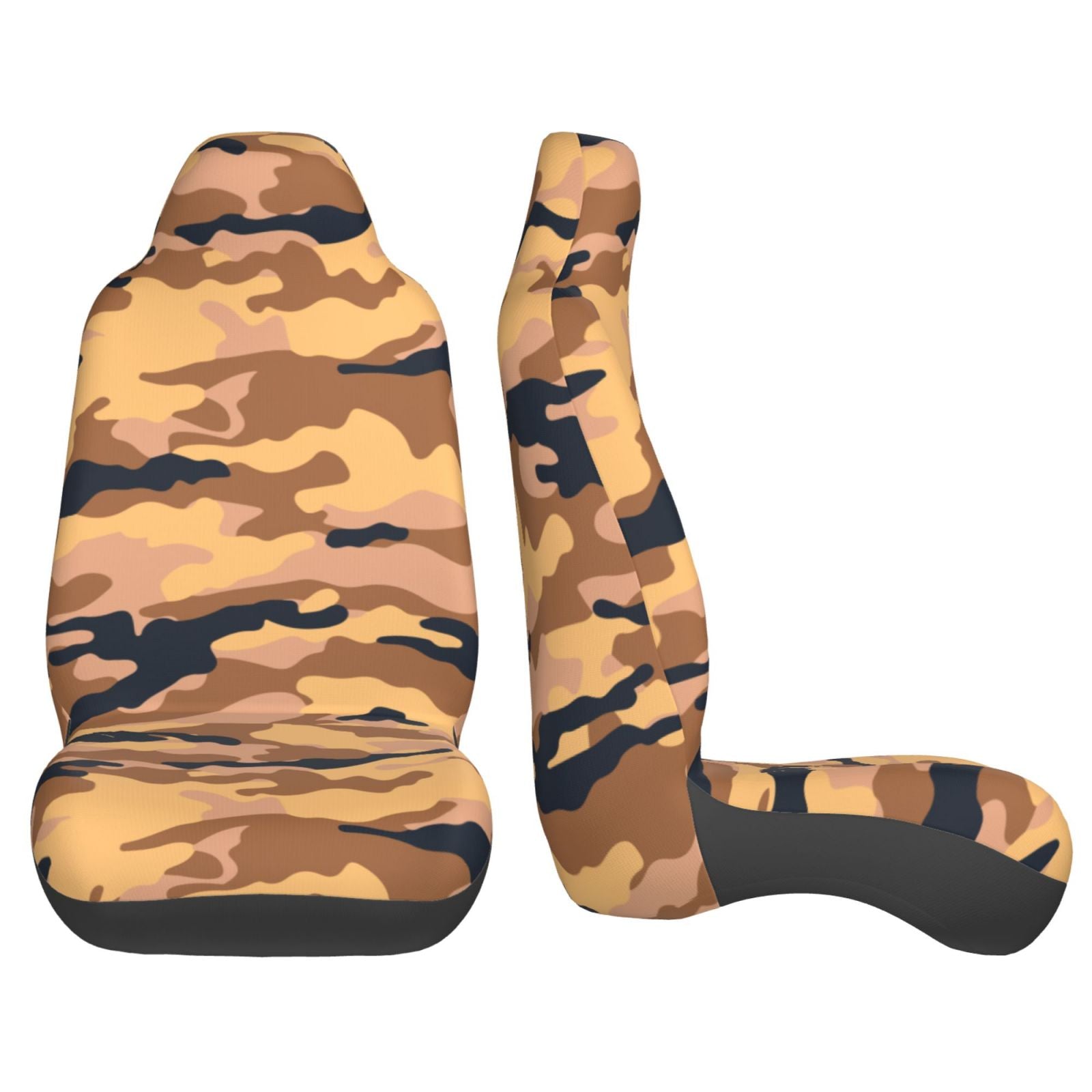 TEQUAN Front Seat Covers， Camouflage Military Camo Art Pattern 2 Piece Car Seat Cover Fit Most Car SUV Truck Van