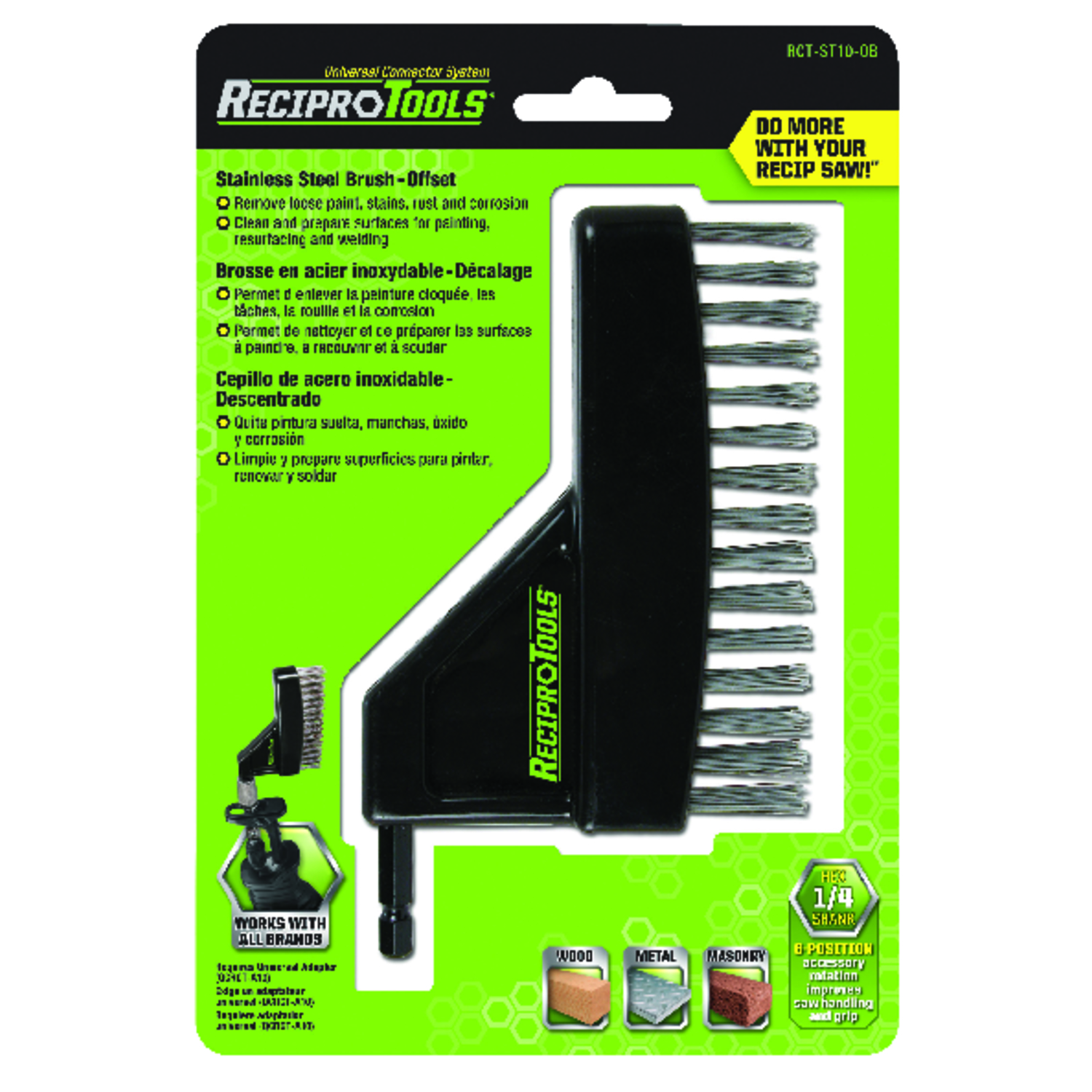 ReciproTools 4-1/4 in. Stainless Steel Offset Brush 1 pk