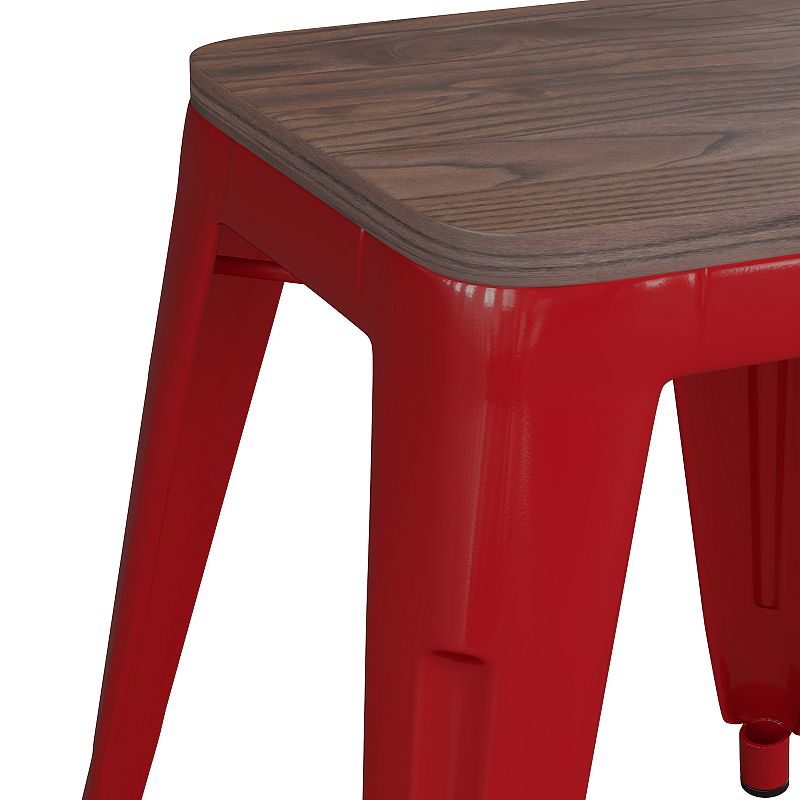 Flash Furniture Kai Red Backless Table Height Stool 4-piece Set