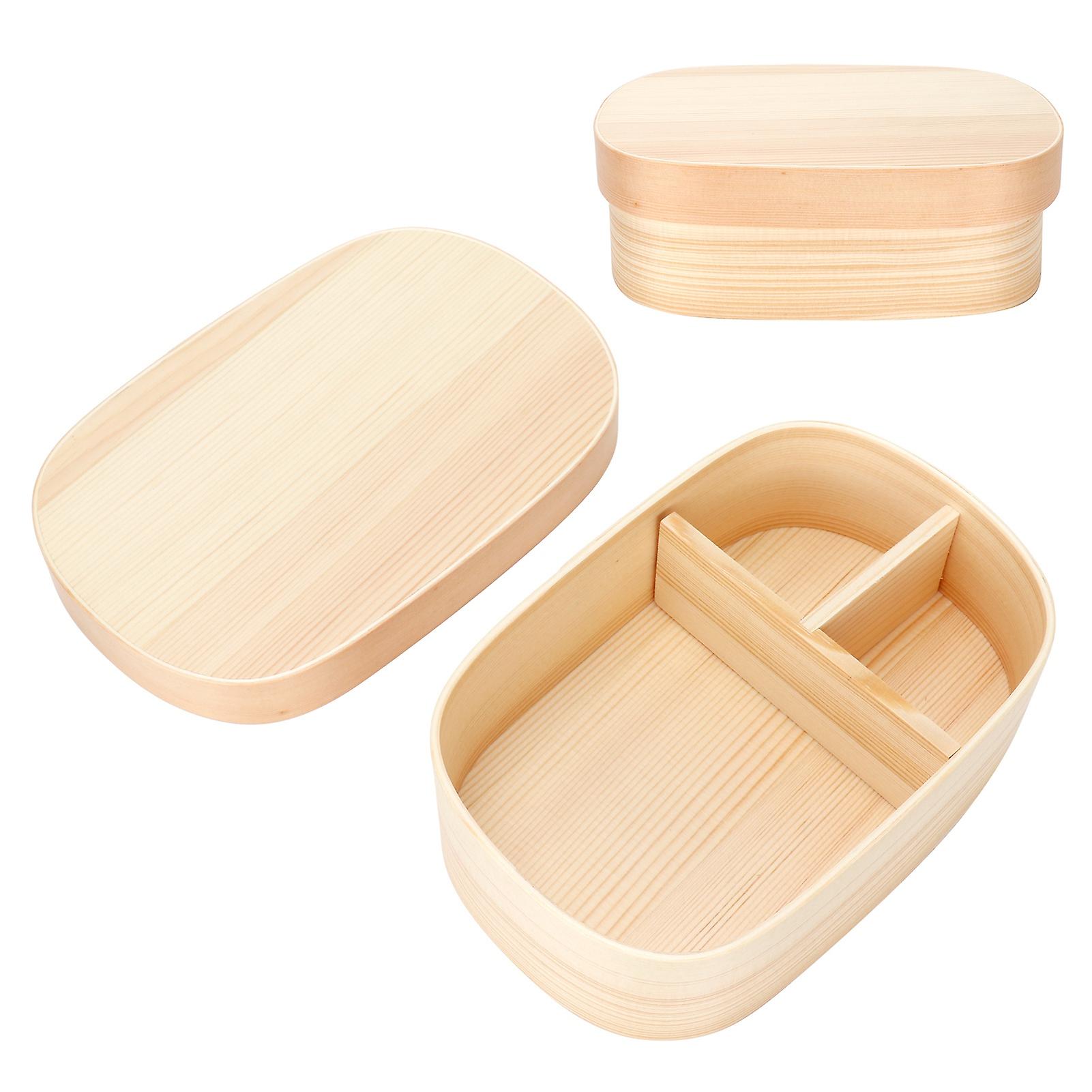 Wooden Lunch Box， 3-compartment Large Capacity Leakproof Bento Box Balanced Eating Food Container Tablewares For Home， Office， Picnic[yellow]