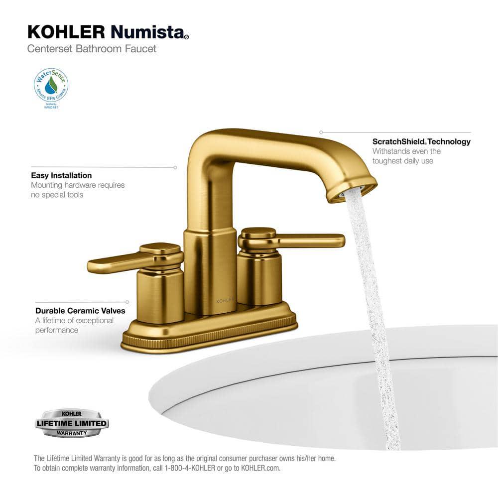 KOHLER Numista 4 in Centerset 2Handle Bathroom Faucet in Vibrant Brushed Moderne Brass