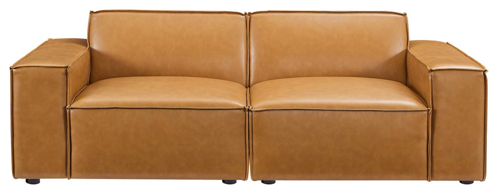 Restore Vegan Leather Loveseat  Tan   Contemporary   Loveseats   by Modway  Houzz