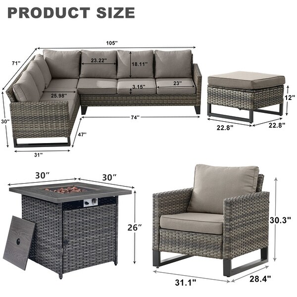 7PCS Sectional PE Wicker Rattan Sofa