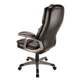 Cressfield Bonded Leather High-Back Executive Chair， Brown/Silver， BIFMA Certified