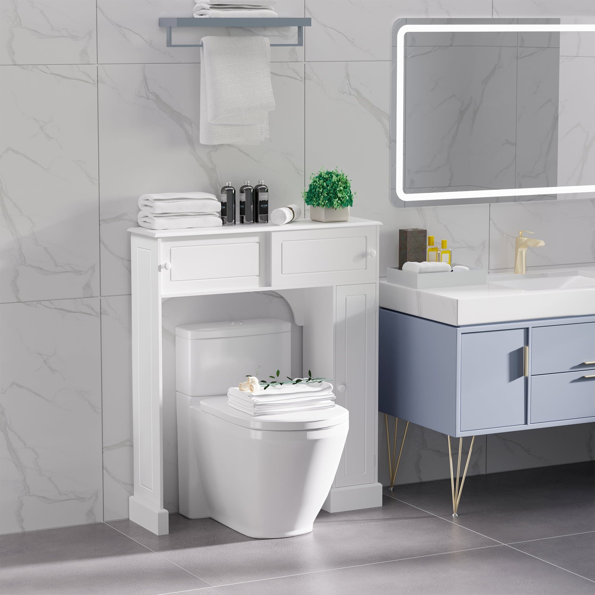 Bathroom Over-The-Toilet Storage Cabinet Shelf Freestanding Spacesaver