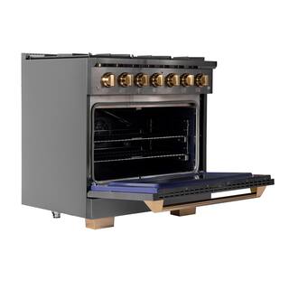 Kucht Gemstone Professional 36 in. 5.2 cu. ft. Natural Gas Range with Convection Oven in Titanium Stainless Steel KEG363