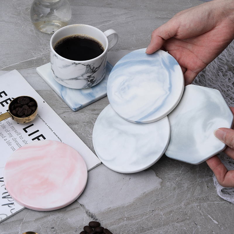 ins marbled coaster ceramic mug non-slip mat insulation mat