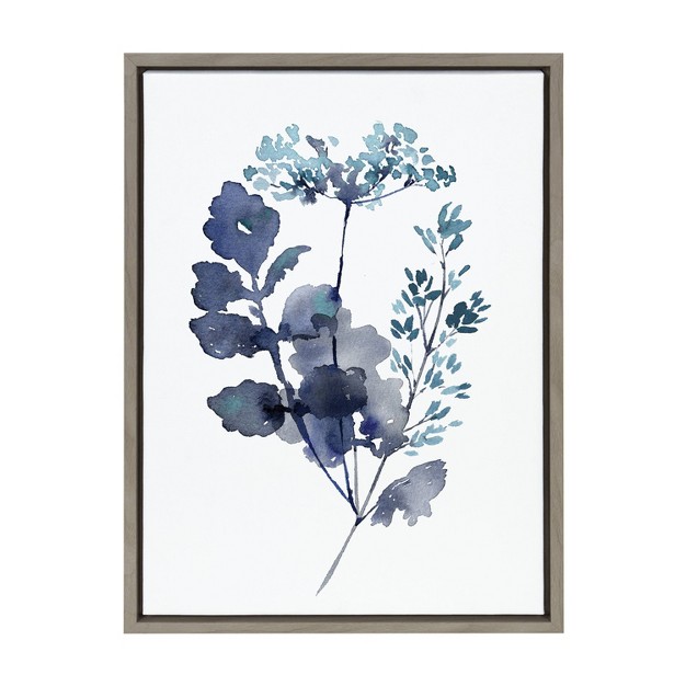 X 24 quot Sylvie Botanical Lace Leaf Indigo Framed Canvas By Sara Berrenson Gray Kate amp Laurel All Things Decor