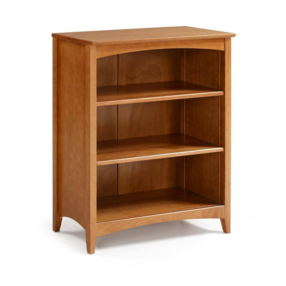 Camaflexi Shaker Style 36 in. Cherry Wood 3-shelf Standard Bookcase with Adjustable Shelves SHK365