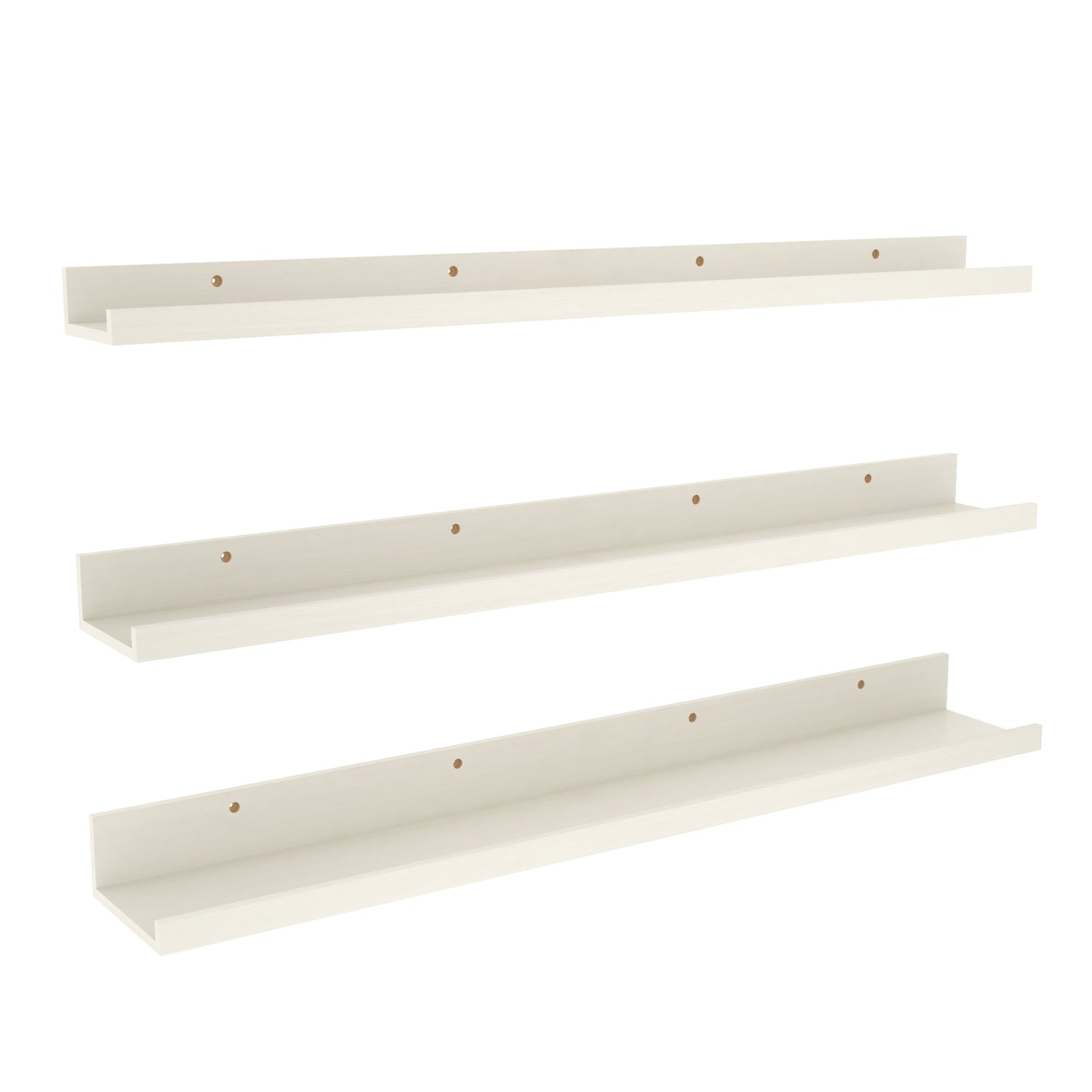 36 Inch Floating Wall Shelves, Creamy White Beige Wooden Shelf Set of 3 for Bathroom Kitchen Living Room Nursery Bedroom Picture