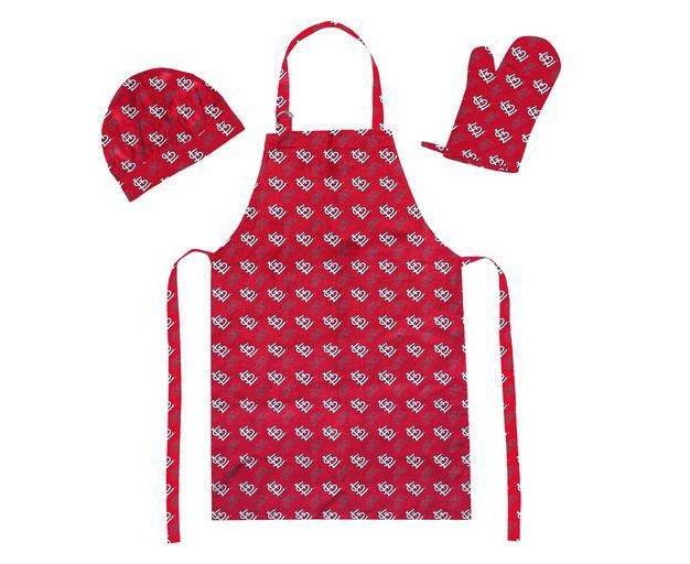 Mlb St Louis Cardinals Apron Mitt Hat Grill Tool Set 3pc