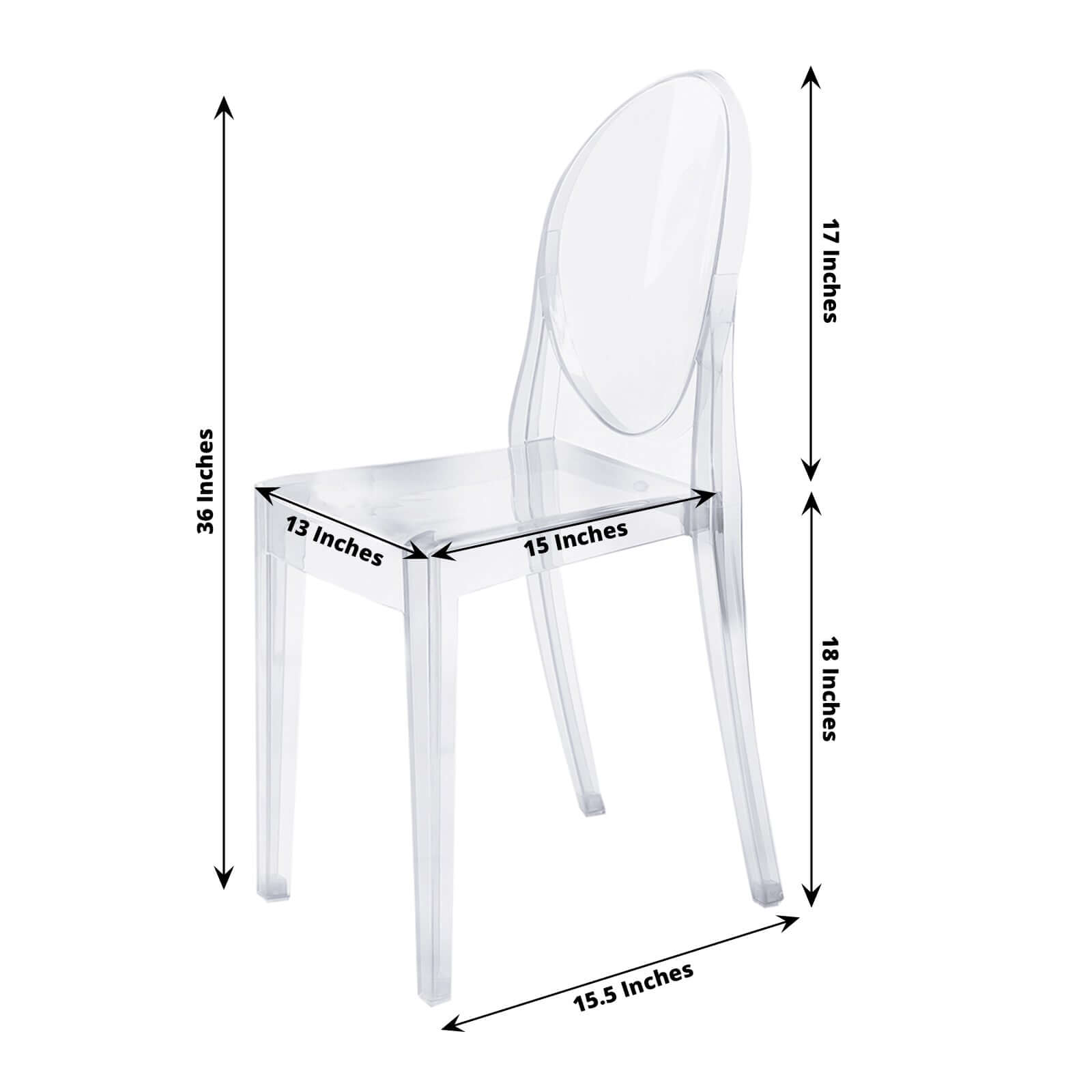 4 Pack Stackable Clear Acrylic Ghost Banquet Chairs with Oval Back, Fully Assembled Armless Event Accent Chair