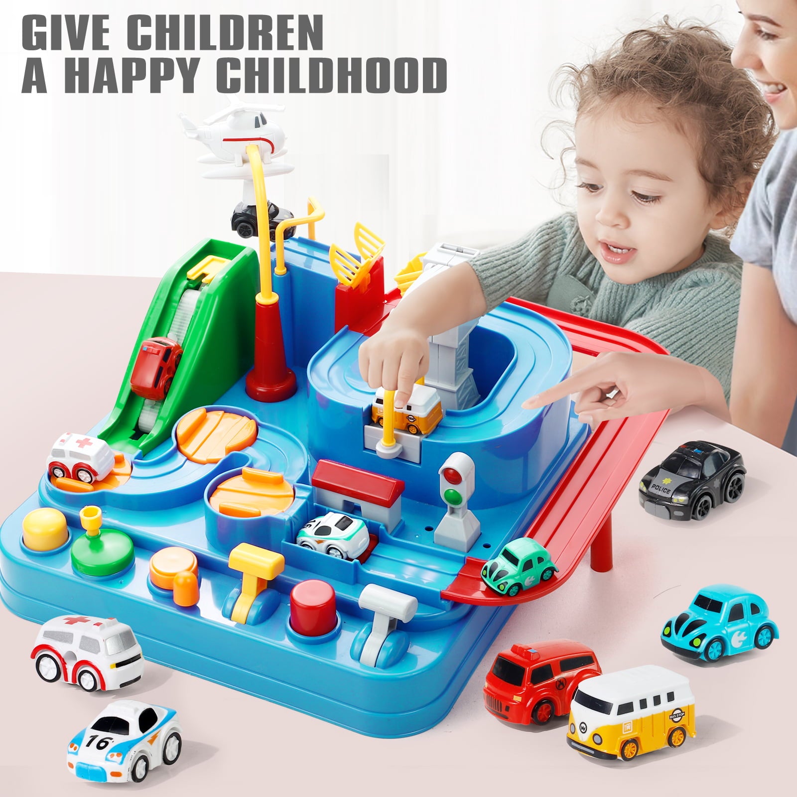 Adventure Race Car  Toys for Boys 3-6 Years Race Track Playset Toddler Christmas Birthday Gift Kids Puzzles Interactive Preschool Educational Games