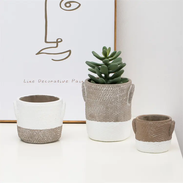 Garden supplies manufacturer indoor herb home decor maceteros unique rustic cement flower pots outdoor succulent plant pot