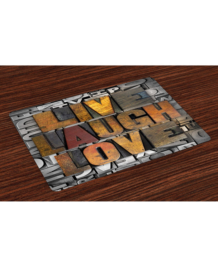 Ambesonne Live Laugh Love Place Mats Set of 4