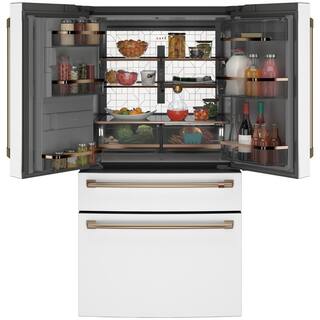 Cafe 27.8 cu. ft. Smart 4- Door French Door Refrigerator with Convertible Middle Drawer in Matte White CVE28DP4NW2