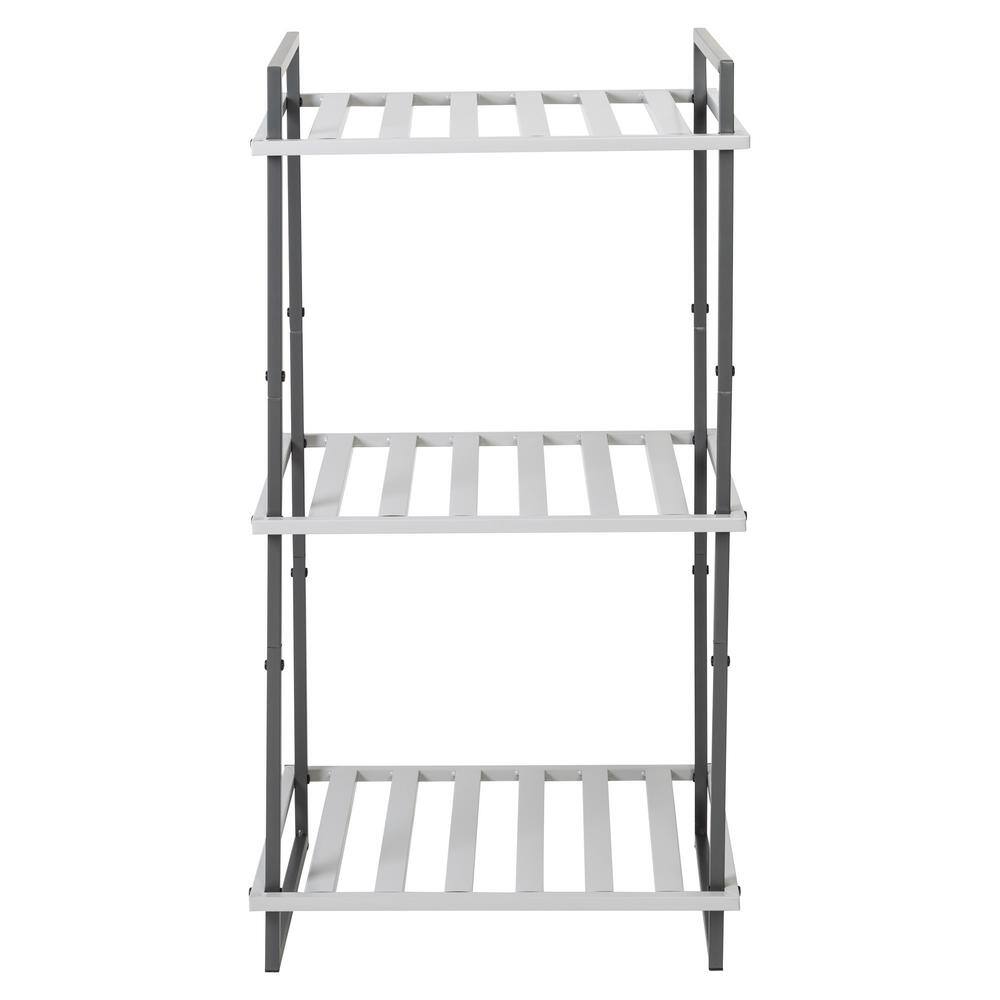 Honey-Can-Do Gray 3-Tier Tubular Steel Shelving Unit (20 in. W x 37.5 in. H x 15 in. D) SHF-09129