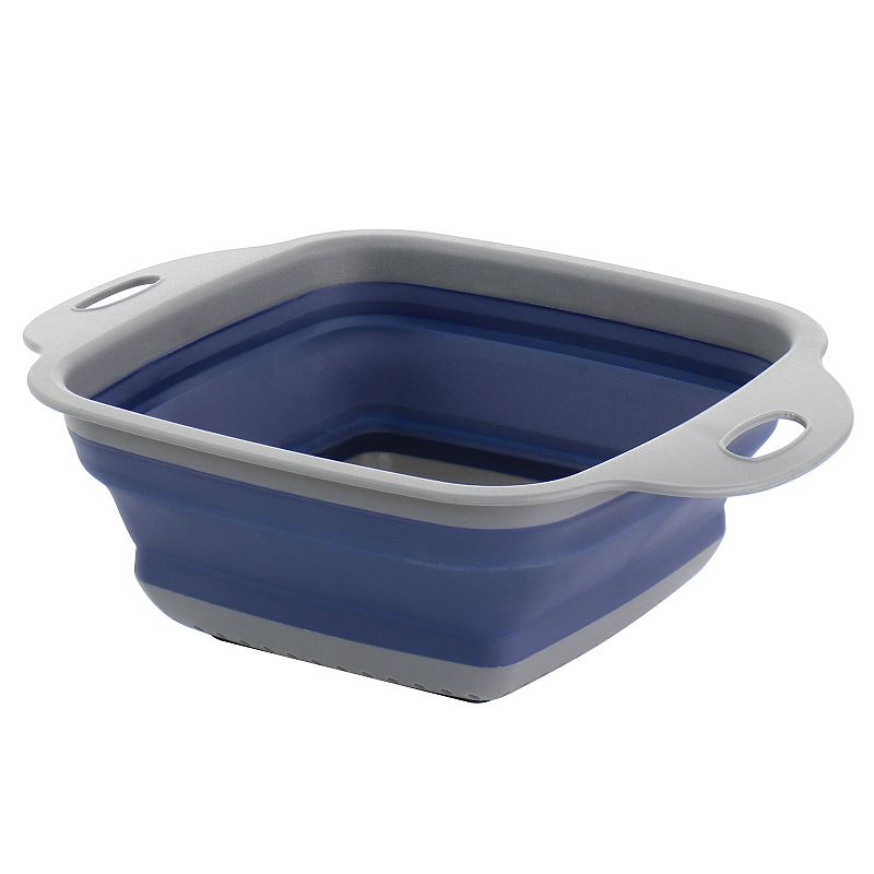 Oster Cocina Bluemarine Collapsible Square Plastic Colander in Blue