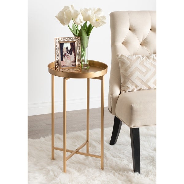 Kate and Laurel Celia Round Foldable Metal Accent Table - 14x14x26