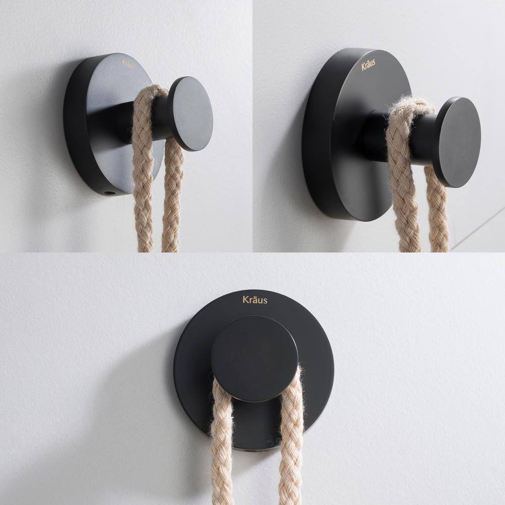 KRAUS Elie Bathroom Robe and Towel Hook in Matte Black KEA-18801MB