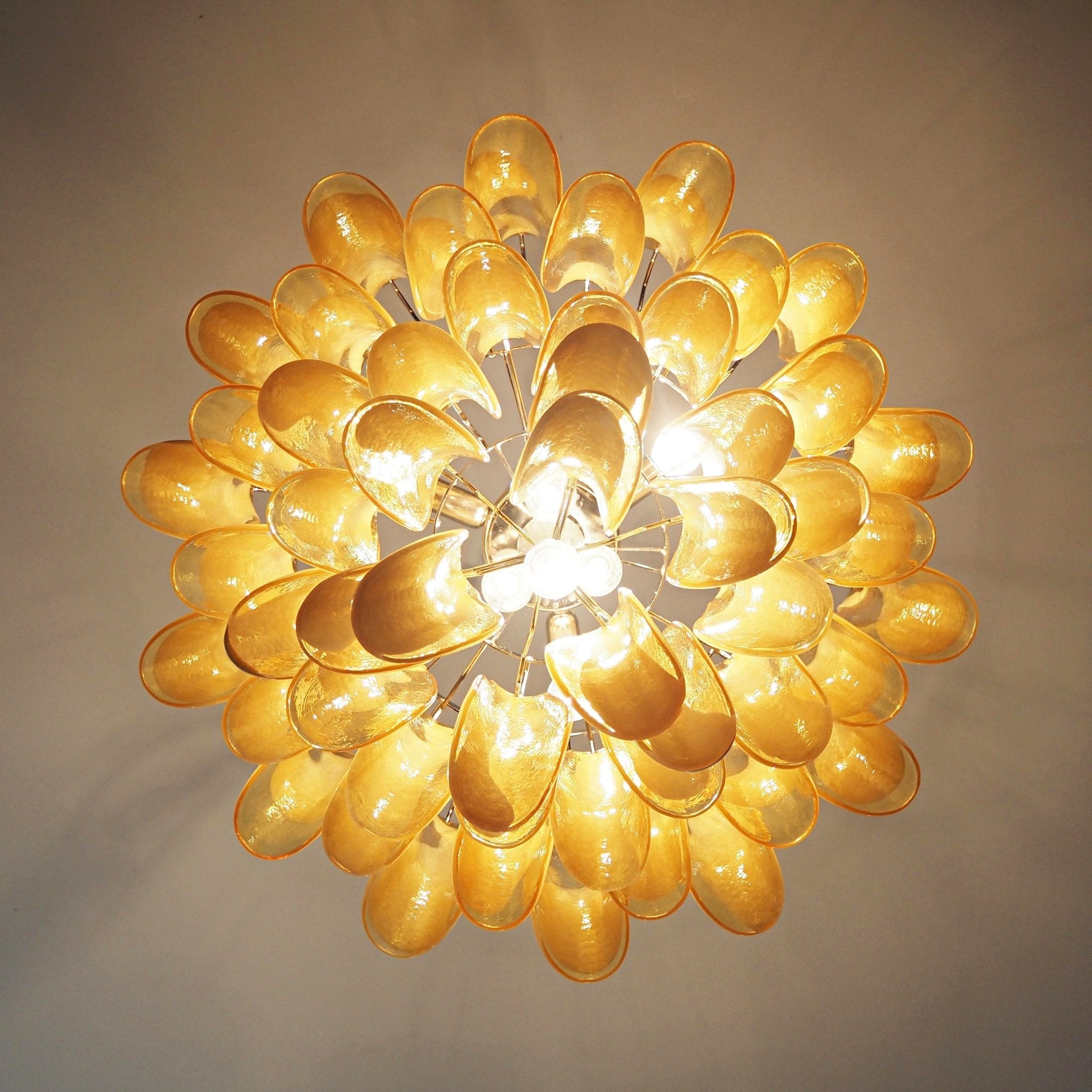 Amber Glass Murano Petals Chandelier