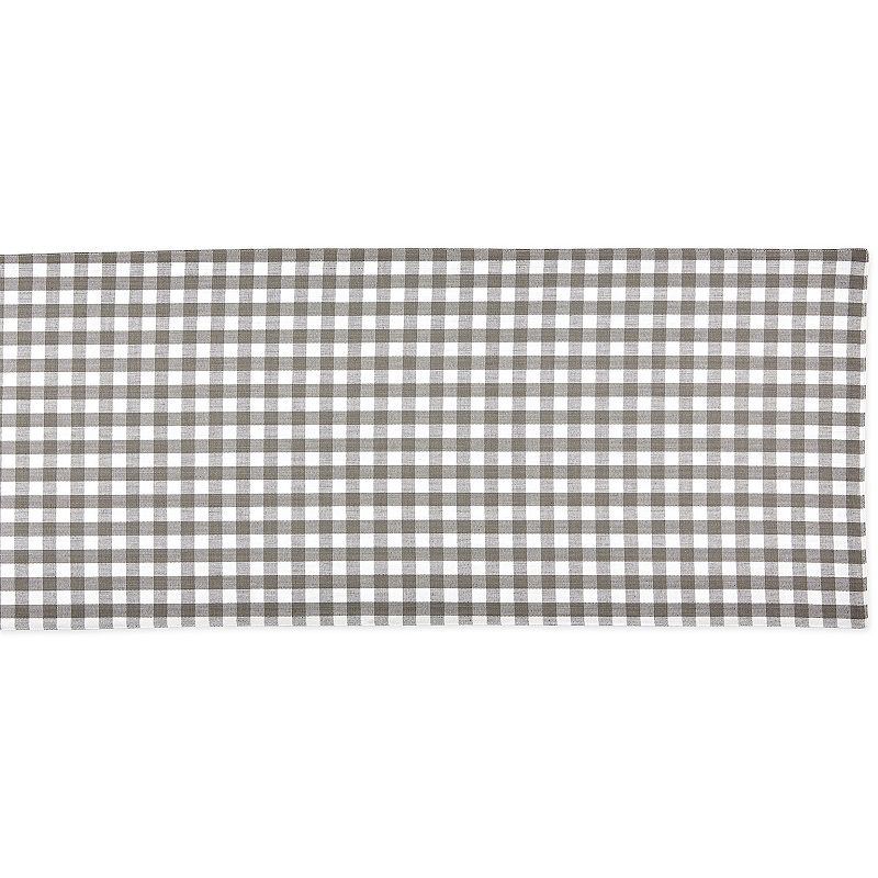 14 x 72 Gray and White Gingham Buffalo Checkered Rectangular Table Runner