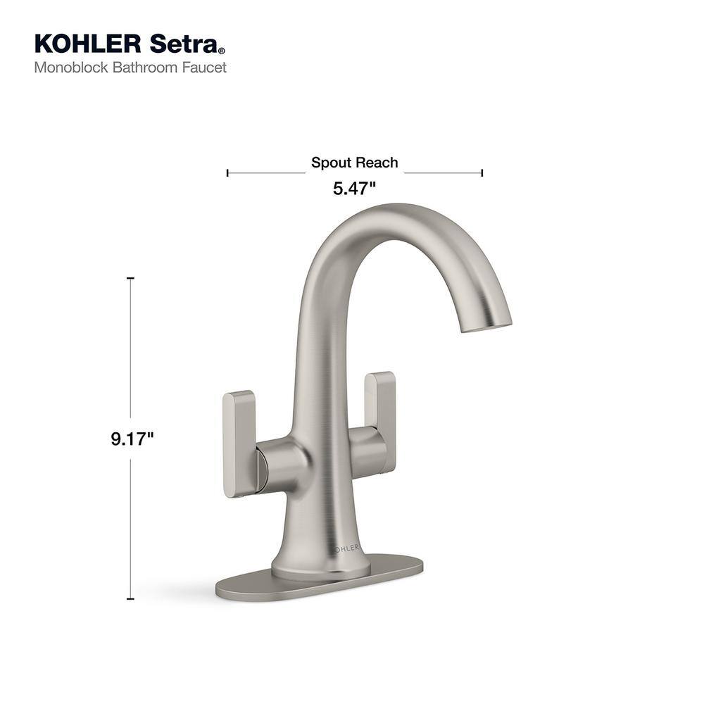 KOHLER Setra Single Hole 2-Handle Monoblock Bathroom Faucet in Vibrant Brushed Nickel K-R29664-4D-BN