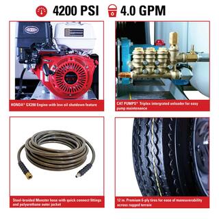 SIMPSON Mobile Trailer 4200 PSI 4.0 GPM Cold Water Gas Pressure Washer with HONDA GX390 Engine (49-State) 95002