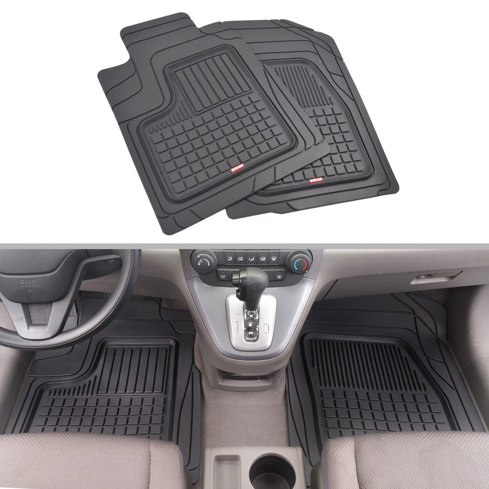 Motor Trend Performance Plus Rubber Car Floor Mats - Heavy Duty Semi-Custom All-Weather Liners - 4pc Set