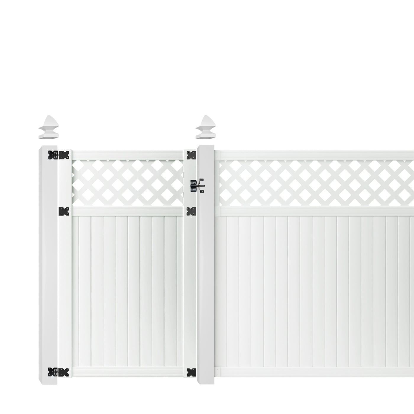 Outdoor Essentials Lewiston 6 ft. x 42 in. White Vinyl Lattice-Top Privacy Fence Gate